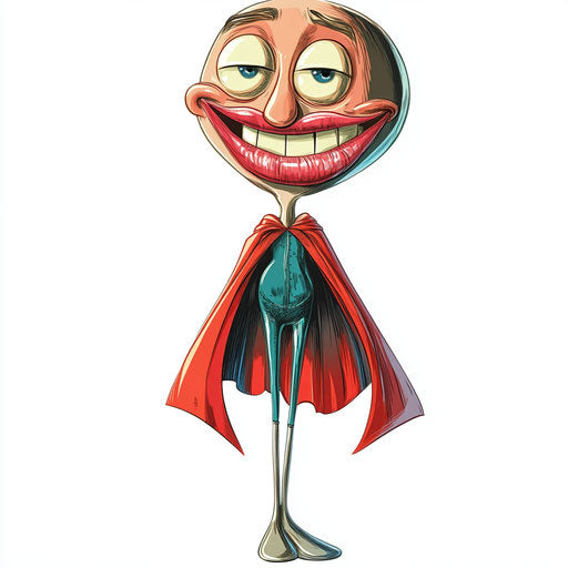 Humorous caricature of a spoon with human characteristics