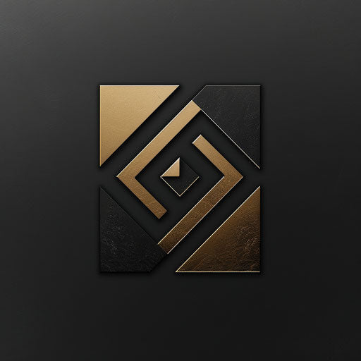 Luxury real estate logo with black and gold accents on a sleek background