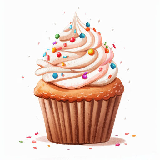 Charming cupcake with colorful sprinkles