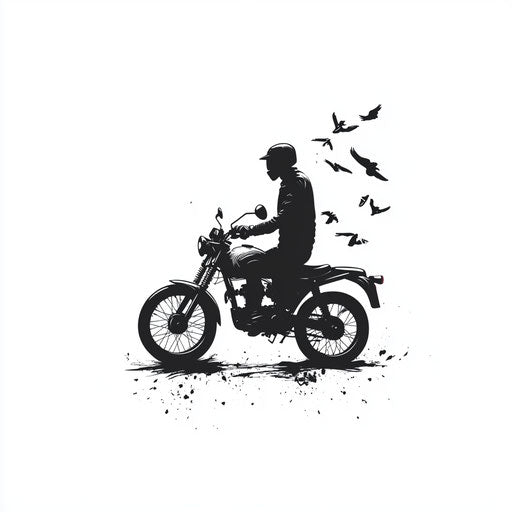 Cool men's small tattoos with motorcycle silhouette on white
