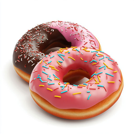 3D Doughnuts in realistic style on flat white background, isolated clipart