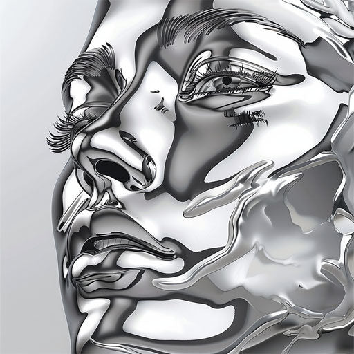 Flat metallic silver background supports realistic drawing clipart