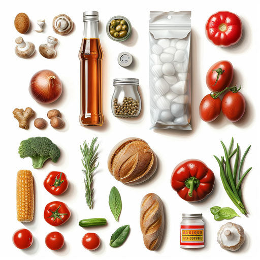 Grocery clipart in a photo realistic style on white background