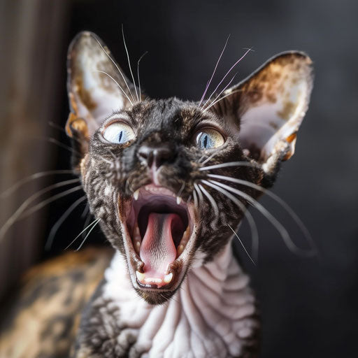 Cornish Rex cat meowing