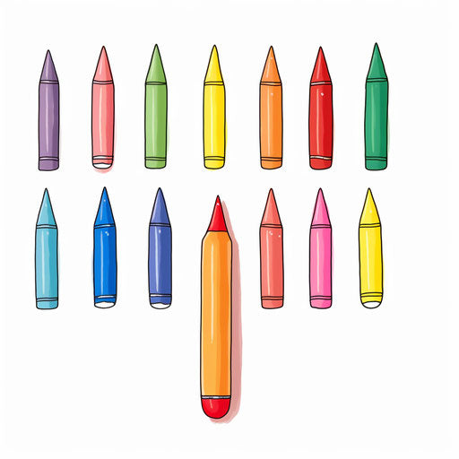 Crayon illustration in the Minimalist style, on a white background