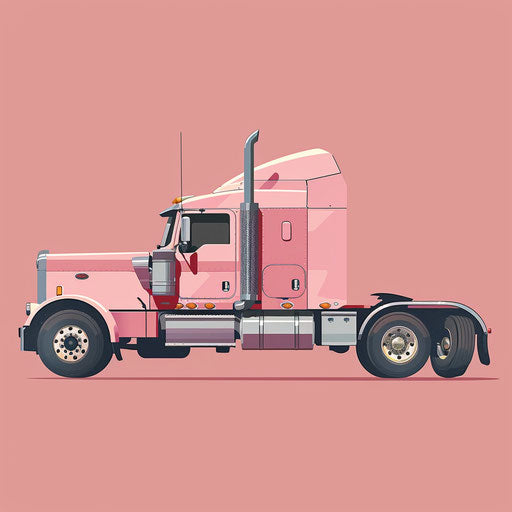 Realistic truck on dusky rose background