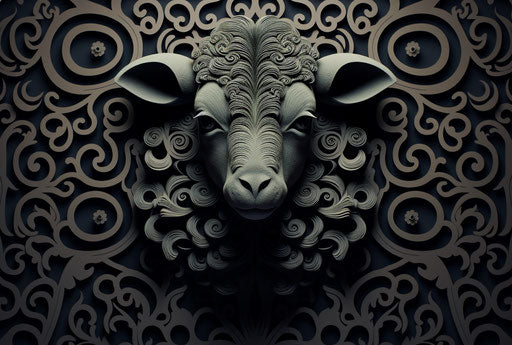 Black sheep with hair patterns