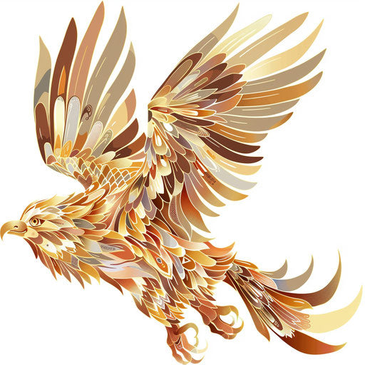 Dynamic sketch of a griffin in flight, golden and bronze tones