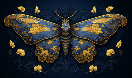 Moth in yellow and blue design