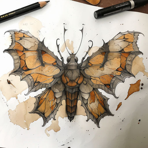 Rustic tattoo sketch of a Batok design using earthy tones and natural textures