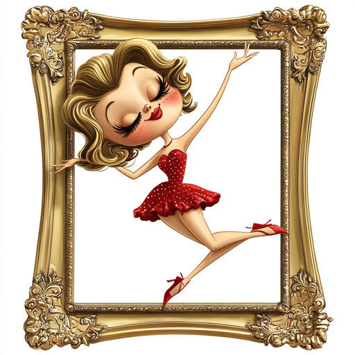 Humorous caricature of a human-like picture frame