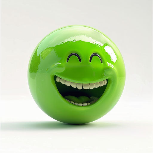 Smiling green ball isolated on white background