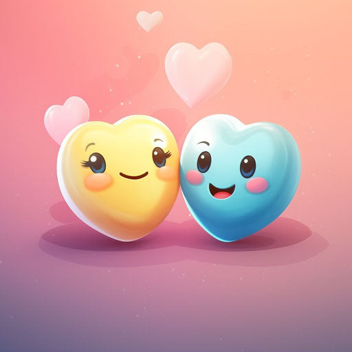 Two floating hearts, charming and colorful