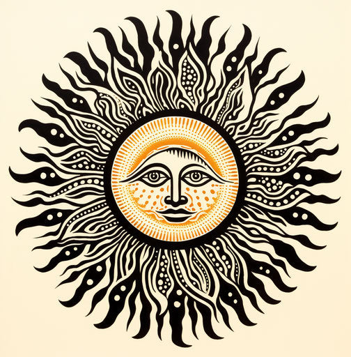 The sun on an eagle's face in vintage style illustration