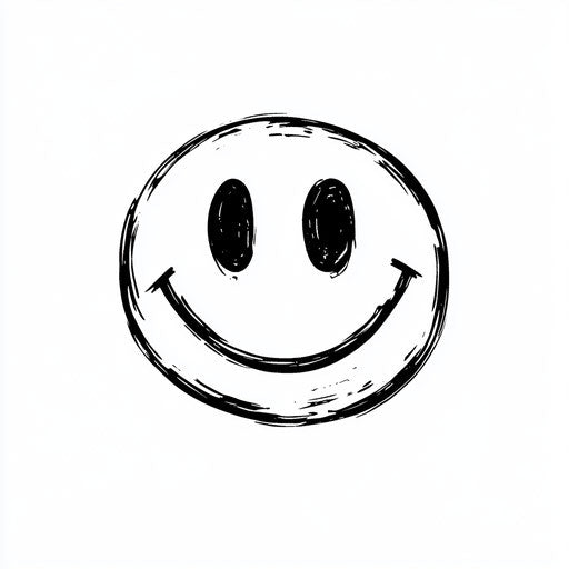Minimalist black and white smiley tattoo sketch