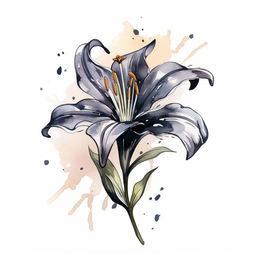 Lily flower, tattoo style, dark tonalities