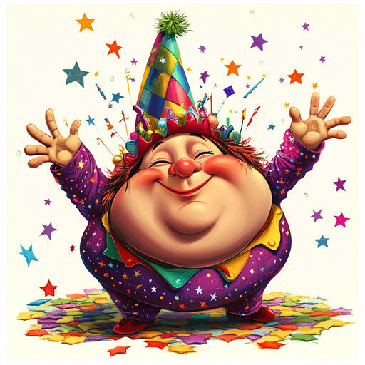 Playful Happy Birthday Caricature Clipart Prints