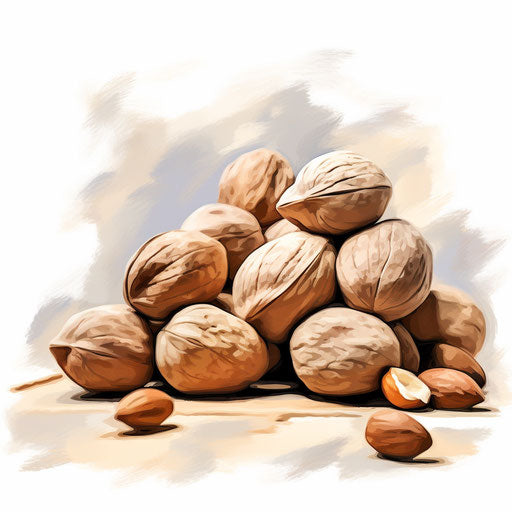 Nut clipart in the style of Impressionistic Art, on a white background