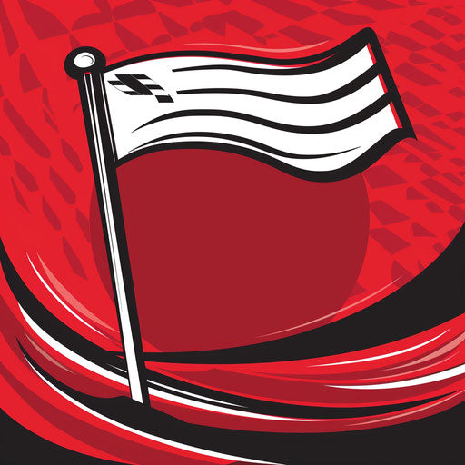 Bold golf logo with stylized flag on red background