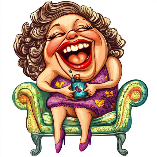 Humorous caricature of a perfume caricature with human characteristics