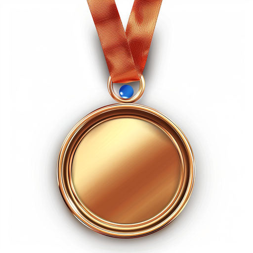 Realistic gold medal on flat white background