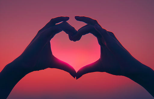 Childlike creation of heart symbol