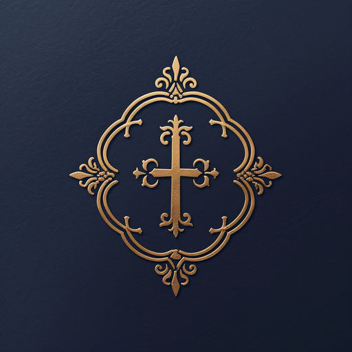 Classic monogram church logo with navy blue background and timeless style