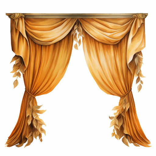 Curtain Clipart in the style of Oil painting, on a white background