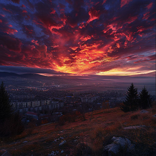 Vitosha in a vibrant sunset, Sean Bagshaw style