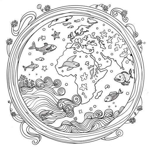 Marine life in ocean waves