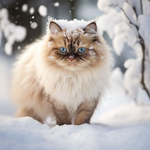 Himalayan cat in the snow