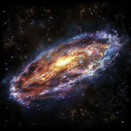 Galaxy clipart with flat random background, vibrant tones