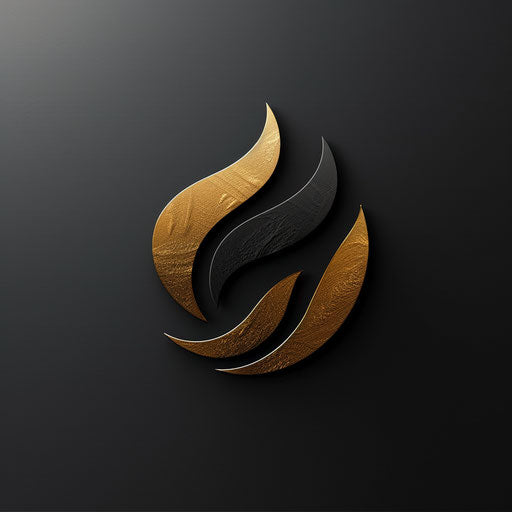 Top logo design with metallic gold and black on dark background