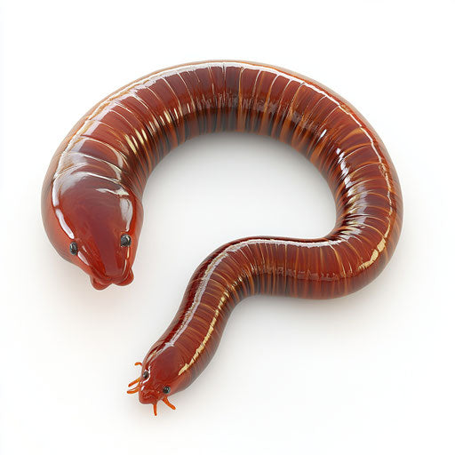 3D worm on flat white background, isolated clipart