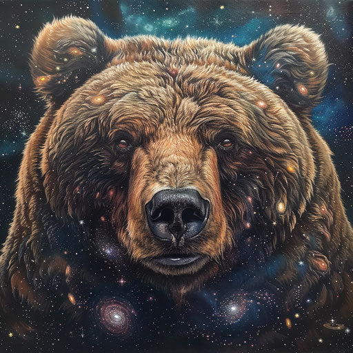 Grizzly bear with cosmic eyes