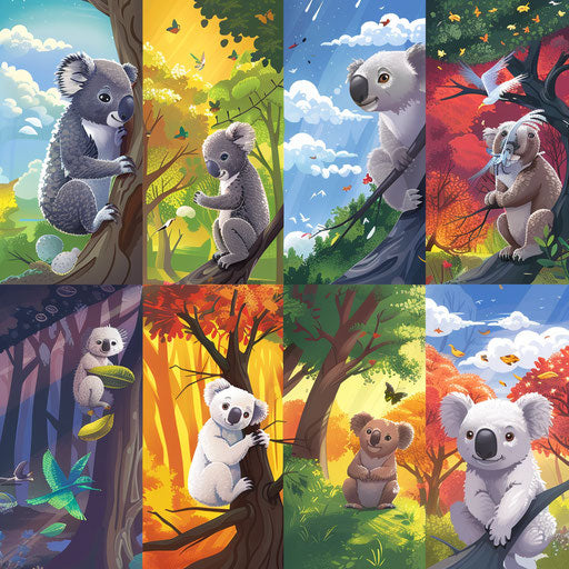 A koala's journey through different seasons