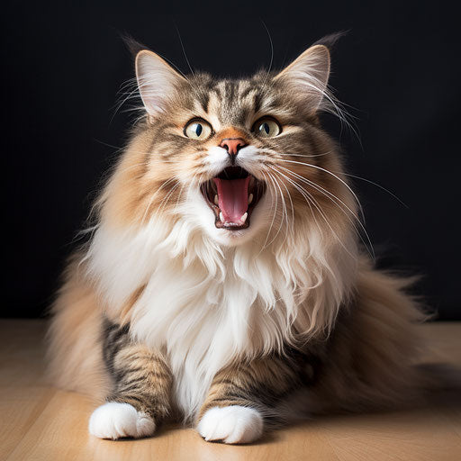 A siberian cat meowing