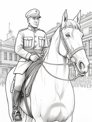 Free coloring page, meticulous military scenes style