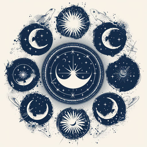 Celestial tattoo sketch: moon phases and fitness activities