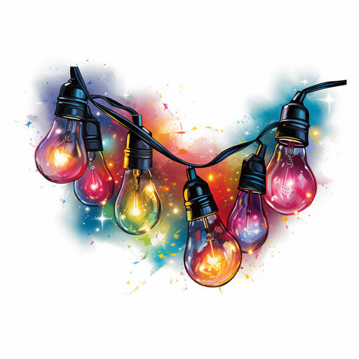 Christmas lights illustration in the style of Chiaroscuro Art