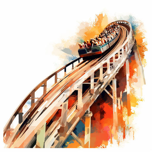 Roller coaster illustration in the style of Impressionistic Art