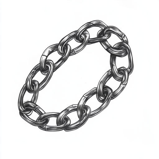 Men's bracelet tattoo: dark chain link pattern