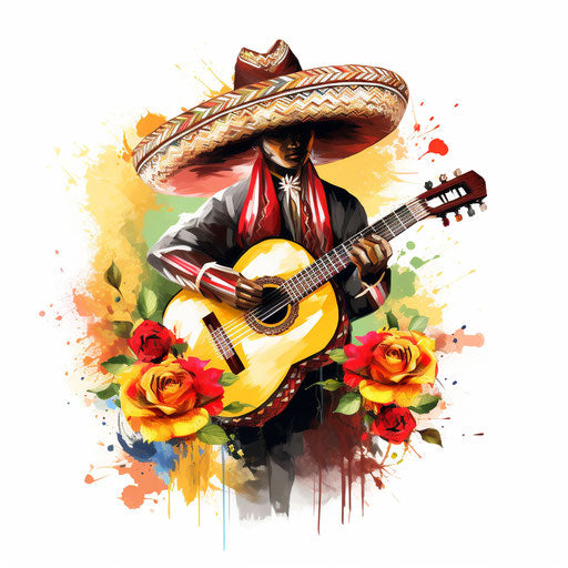 Cinco de Mayo clipart in the style of Oil painting, on a white background