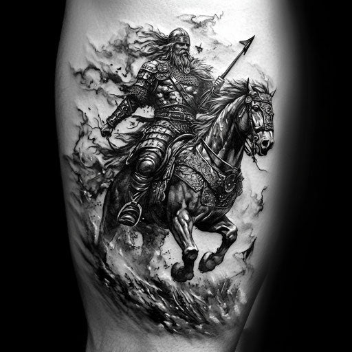 Viking tattoos for men with Viking warrior on horseback