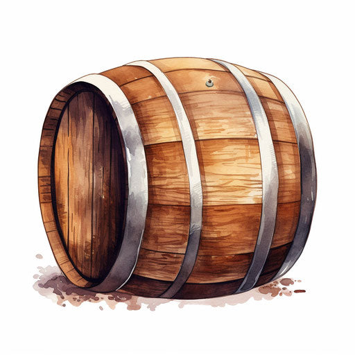 Barrel clipart in the style of Oil painting, on a white background