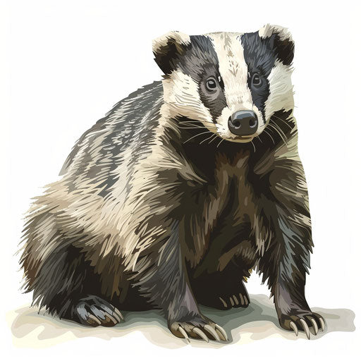 Photo realistic badger illustration on a flat white background