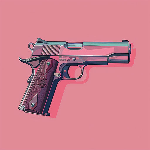 Dusky rose background with realistic gun clipart