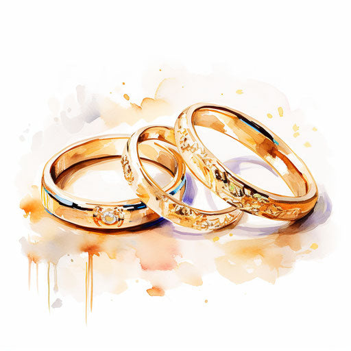 Wedding ring in Impressionistic Art style on white background