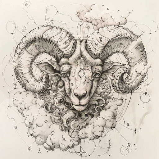 Ethereal Aries constellation tattoo sketch