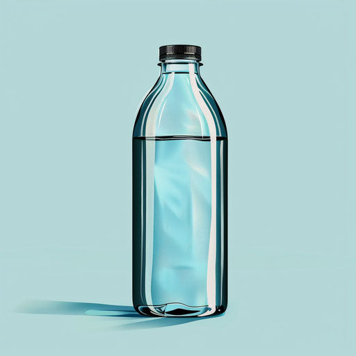 Hyper realistic illustration of a water bottle on a serene aqua background